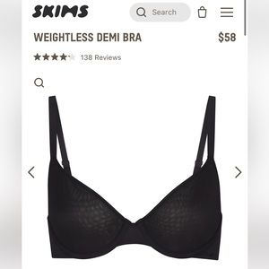 SKIMS WEIGHTLESS DEMI BRA (ONYX)